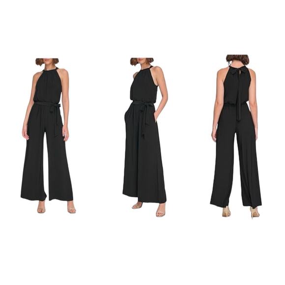 NWT Eliza J Womens Sleeveless Mock Neck Halter Jumpsuit Size 2 - Picture 1 of 12